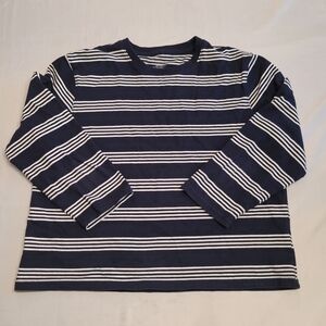 L.L. Bean Navy & White Striped 3/4 Sleeve Cotton Top | XS